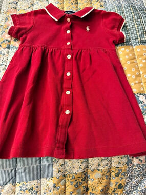 Ralph Lauren Baby Girls Red Cotton Dress 18-24M